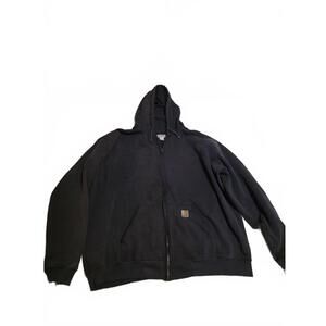 Vtg 90s Carhartt Navy Blue Full Zip Hoodie Sweatshirt Distressed